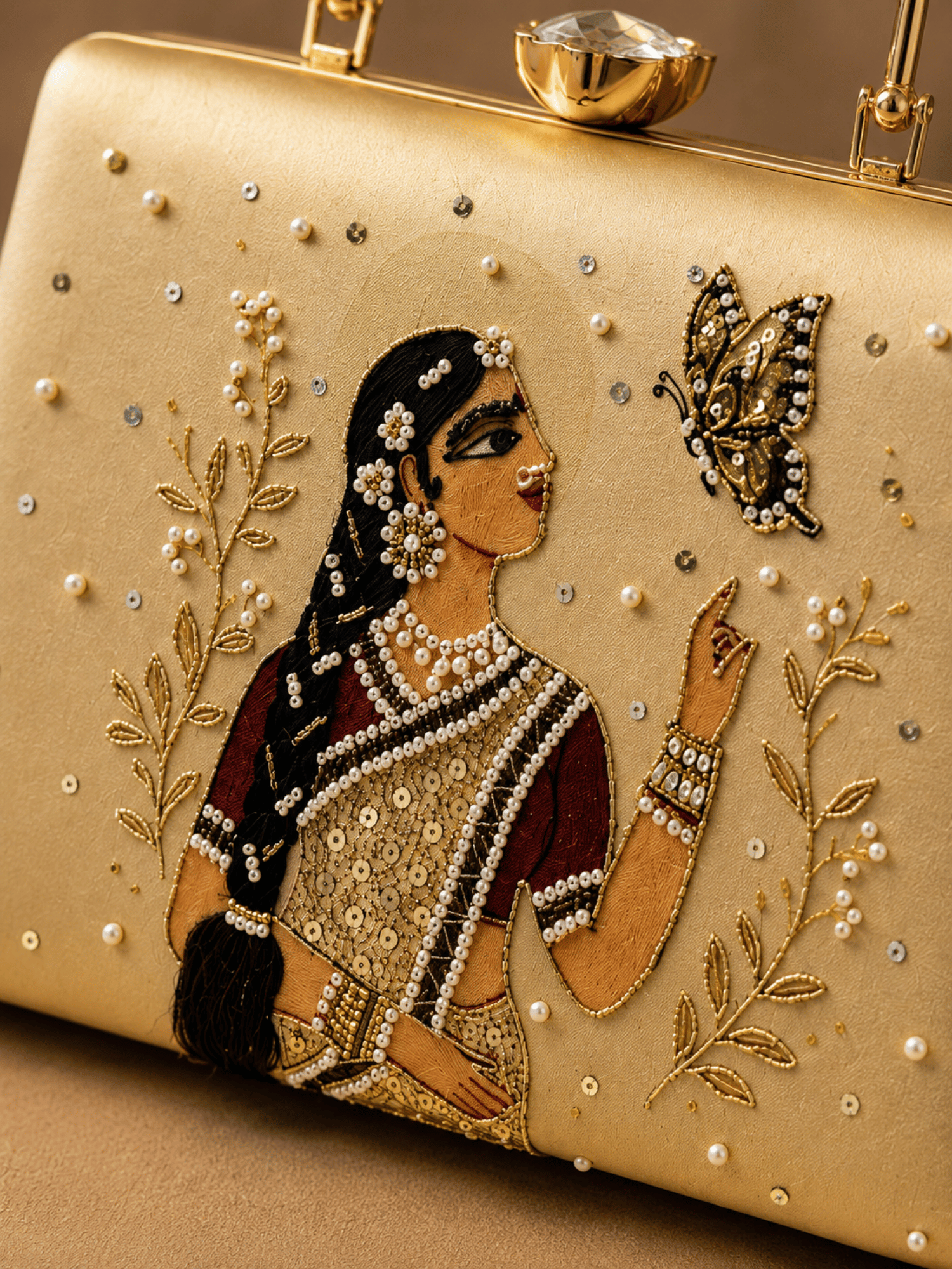 Noor Muse Embroidered Box Clutch