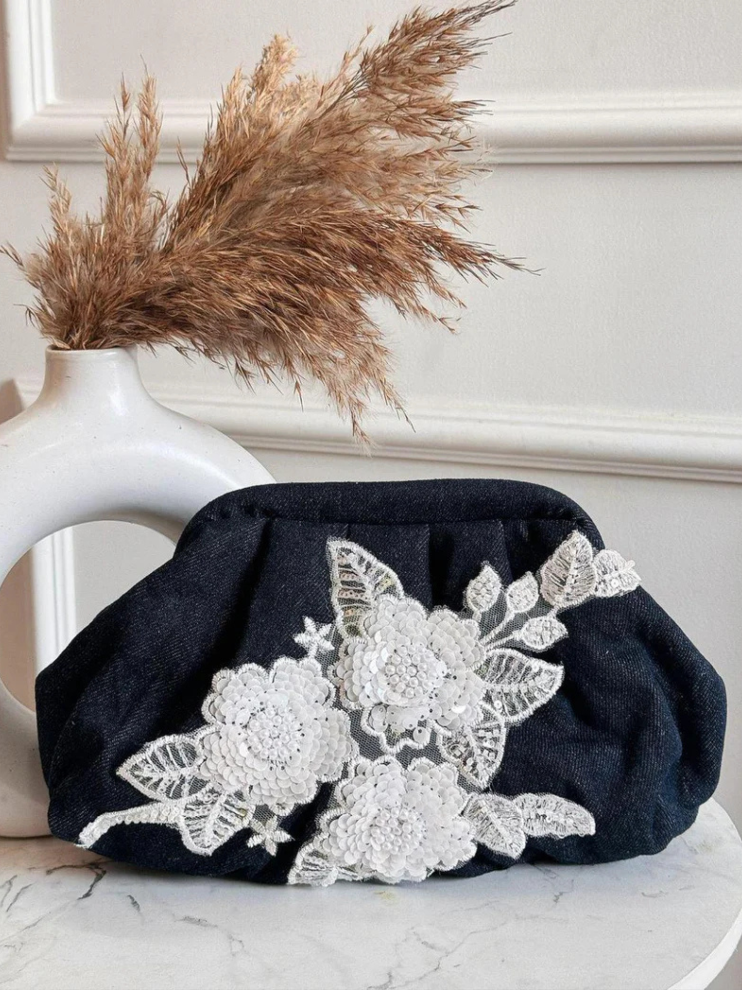 Blossom Denim Clutch