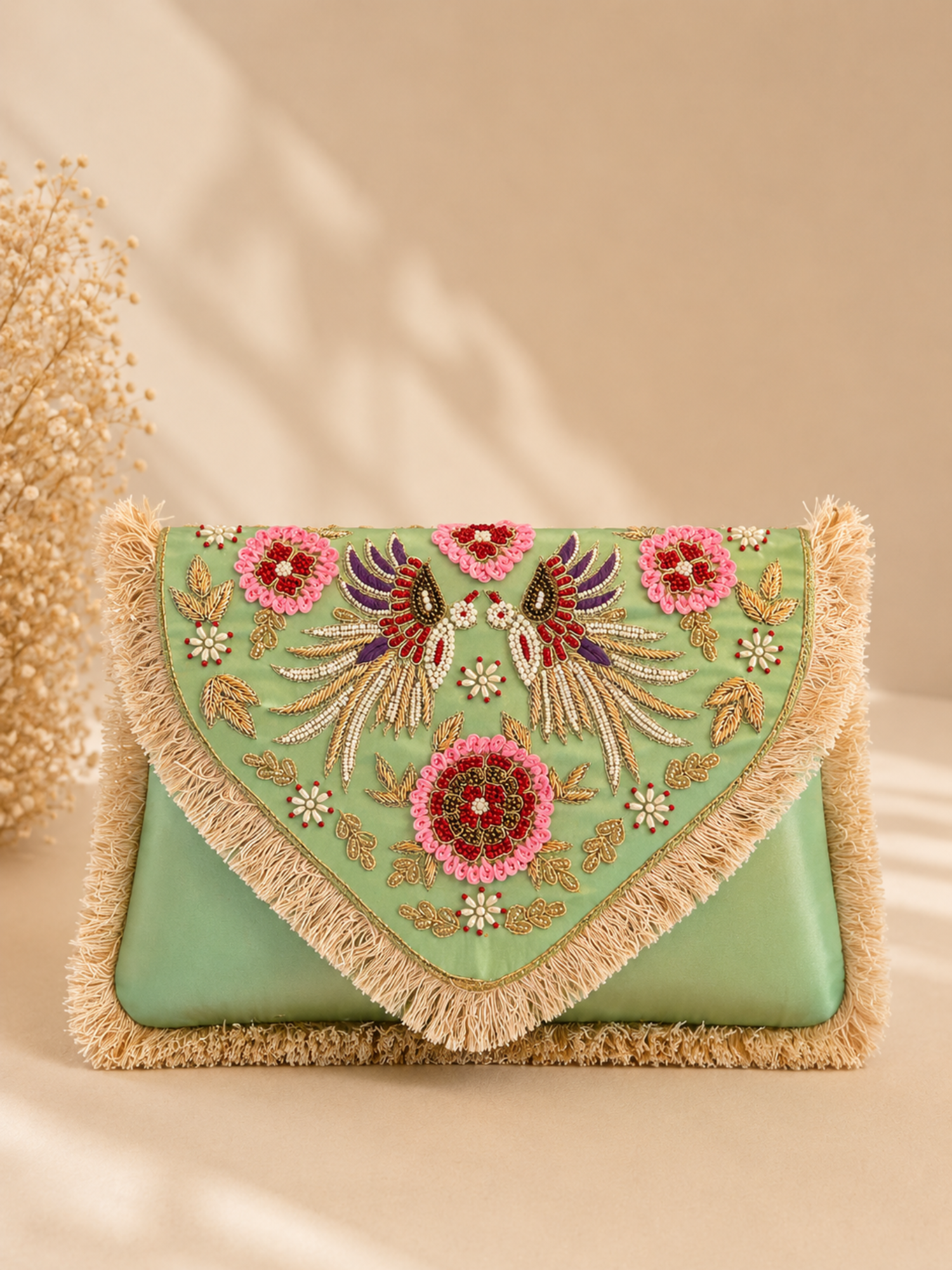 Royal Birdsong Embroidered Clutch