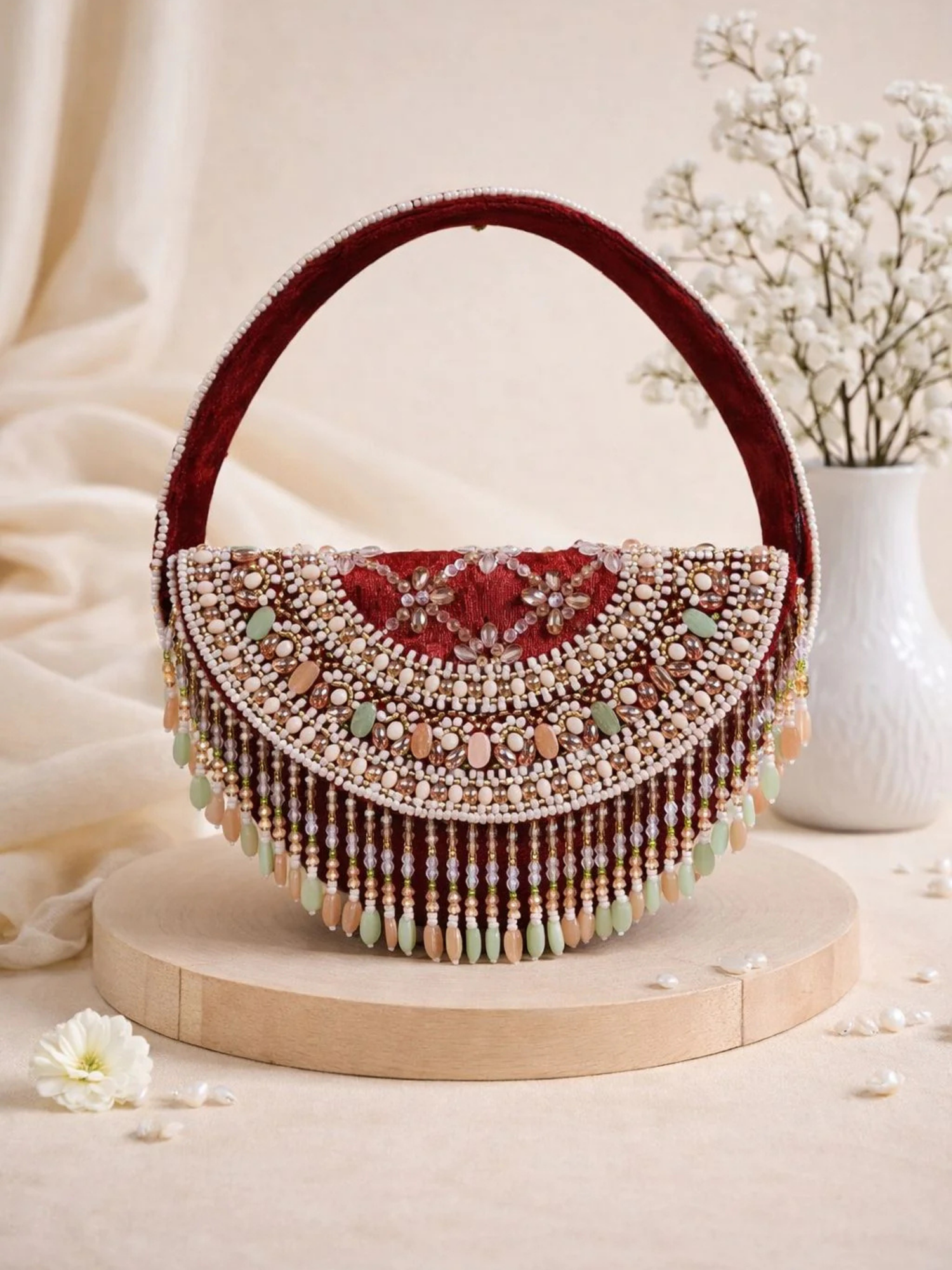 Zehra Royale Fringe Half-Moon Clutch