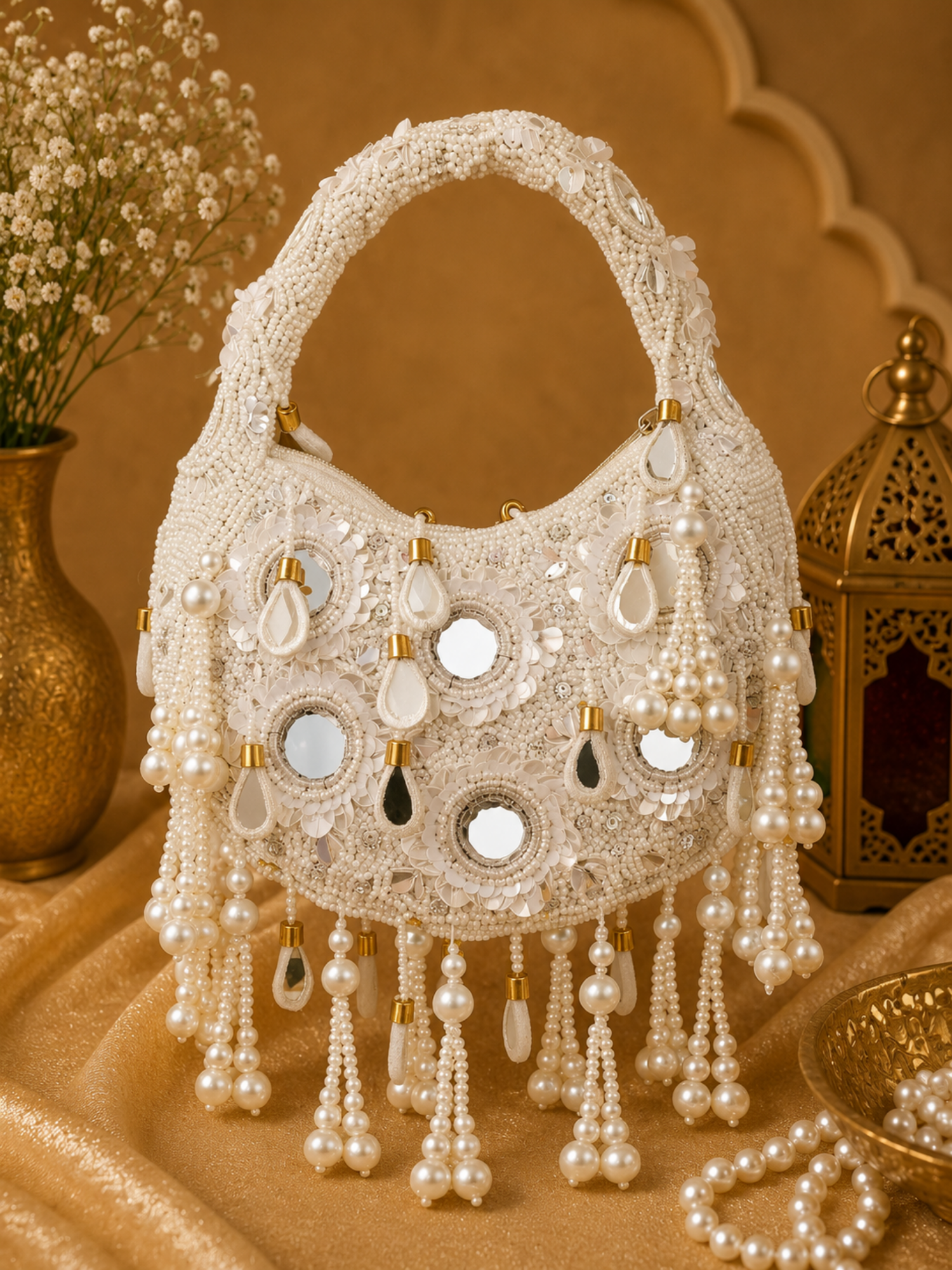 Aarzoo Mirror Pearl Handbag