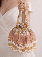 Zaira Pearl Fringe Potli Bag