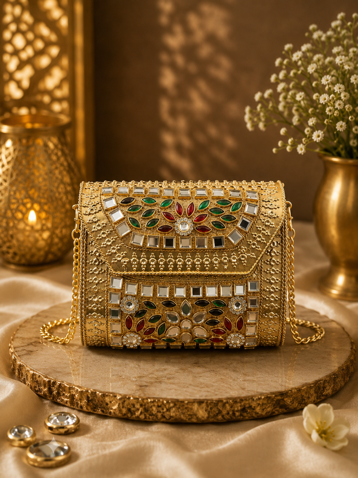 Regal Gold Jewel Mini Clutch