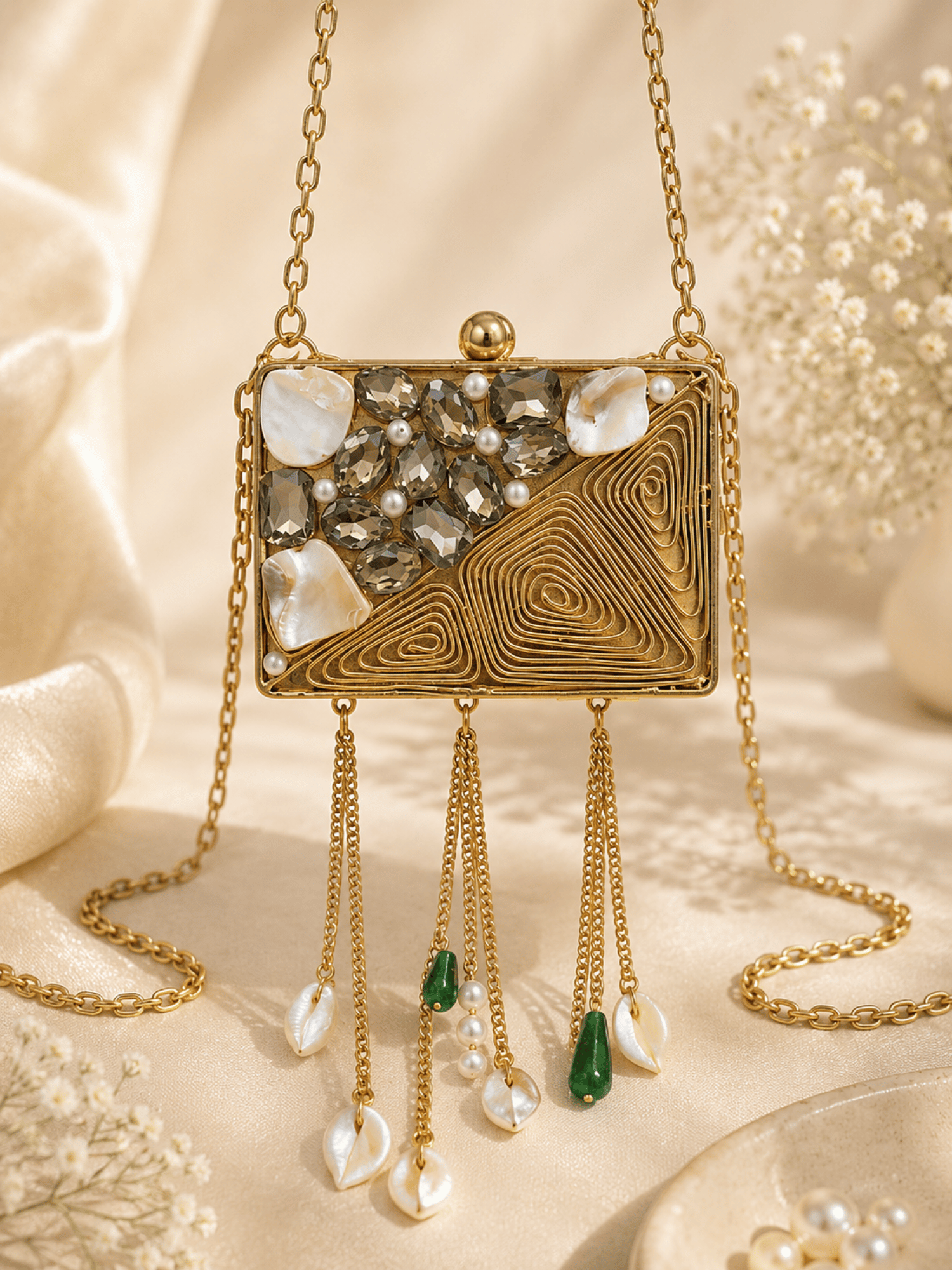 Verdant Pearl Luxe Mini Clutch