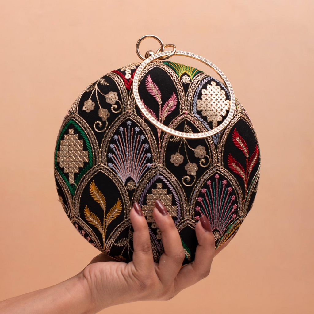 Regalia Embroidered Ring Clutch
