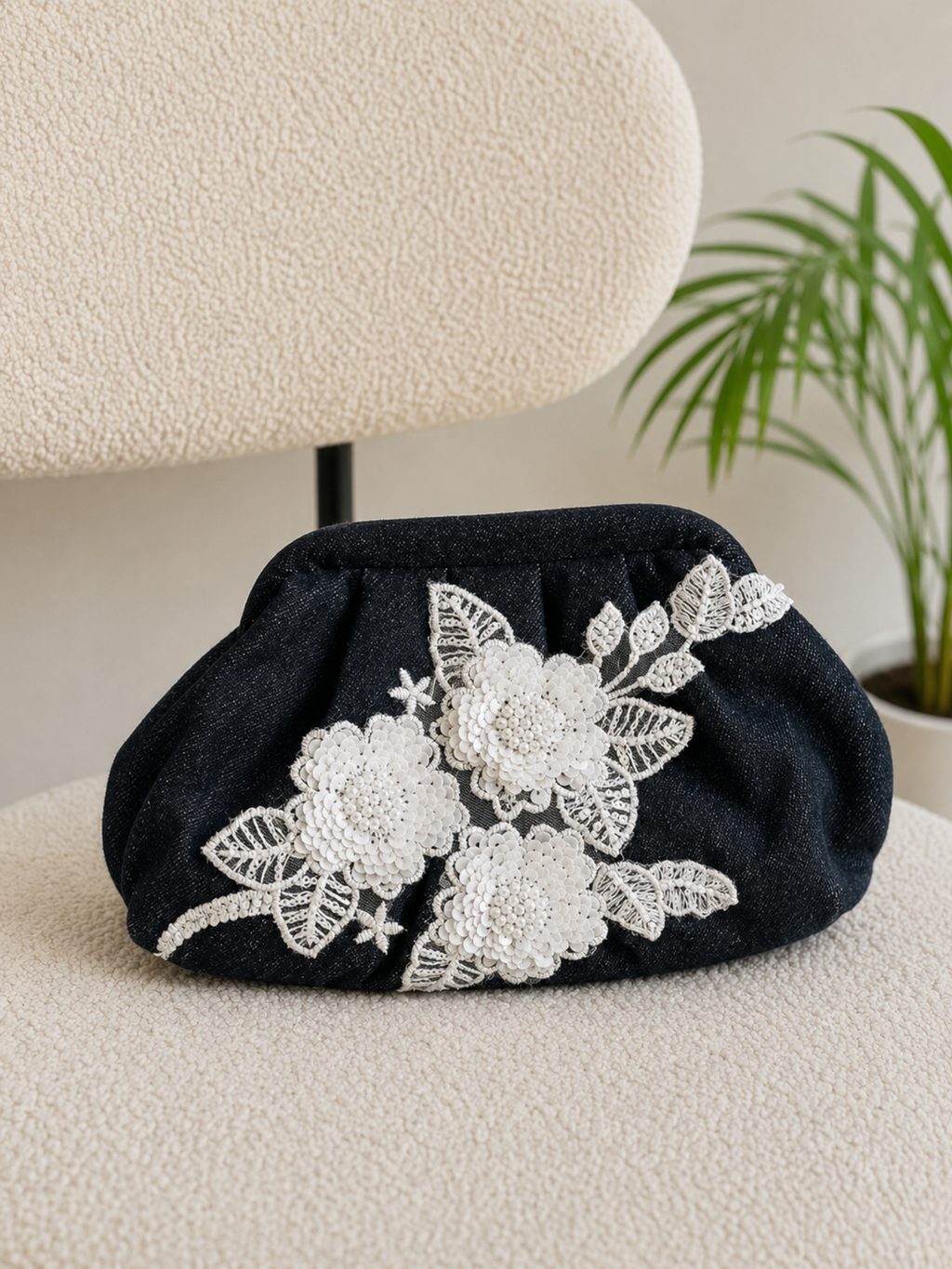 Blossom Denim Clutch