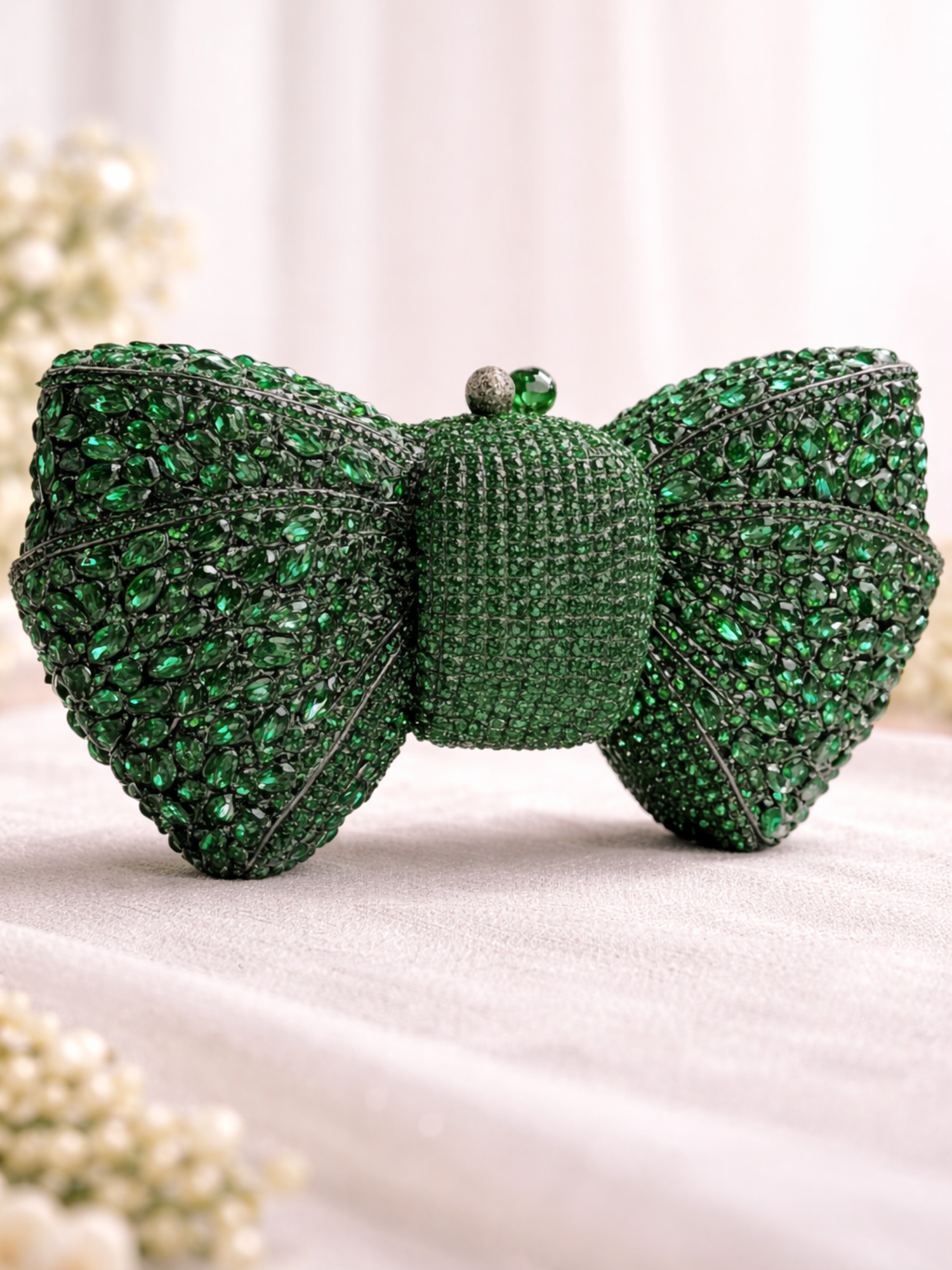 Velvet Bow Crystal Clutch