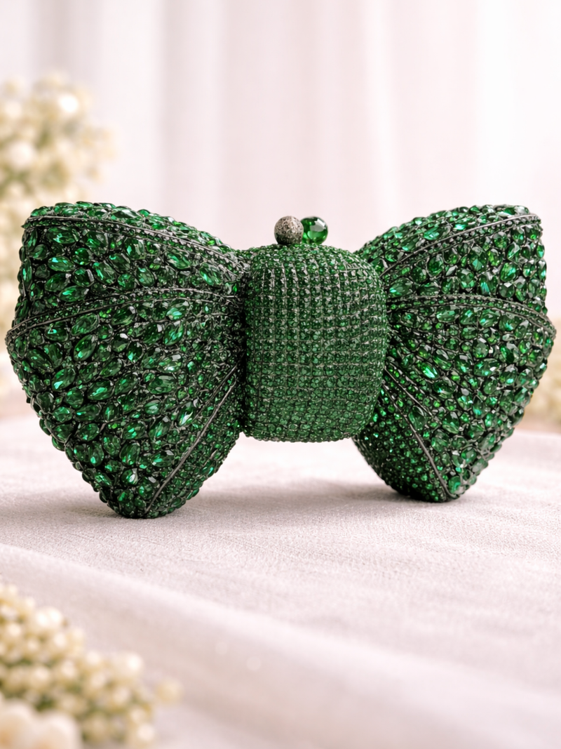 Velvet Bow Crystal Clutch