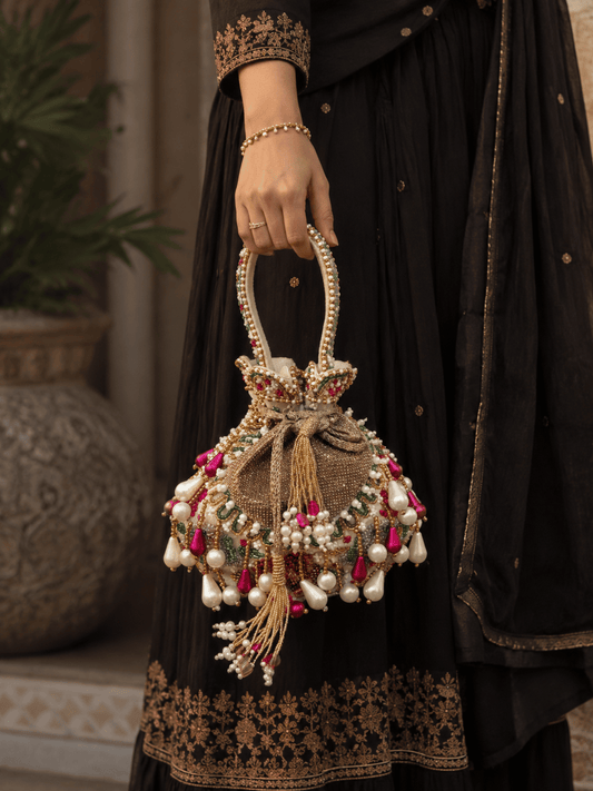 Royal Pearl & Bead Embroidered Potli Bag