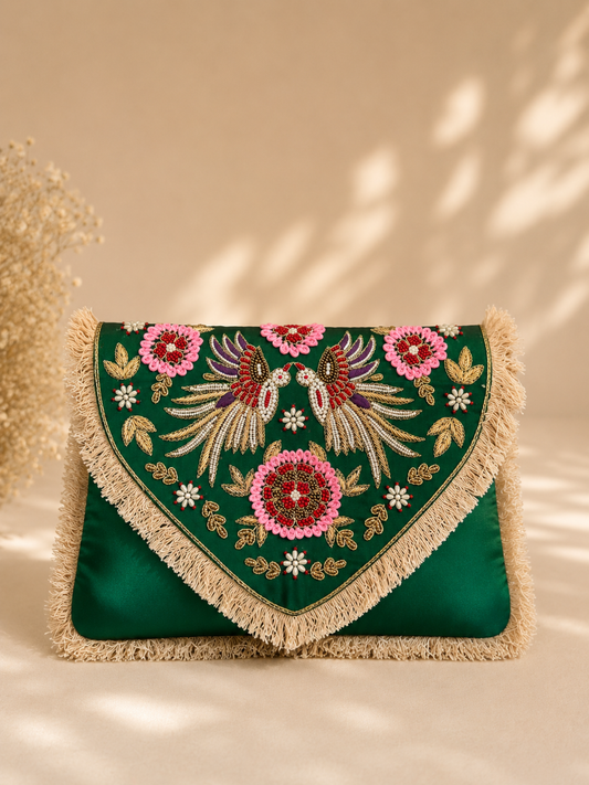 Royal Birdsong Embroidered Clutch