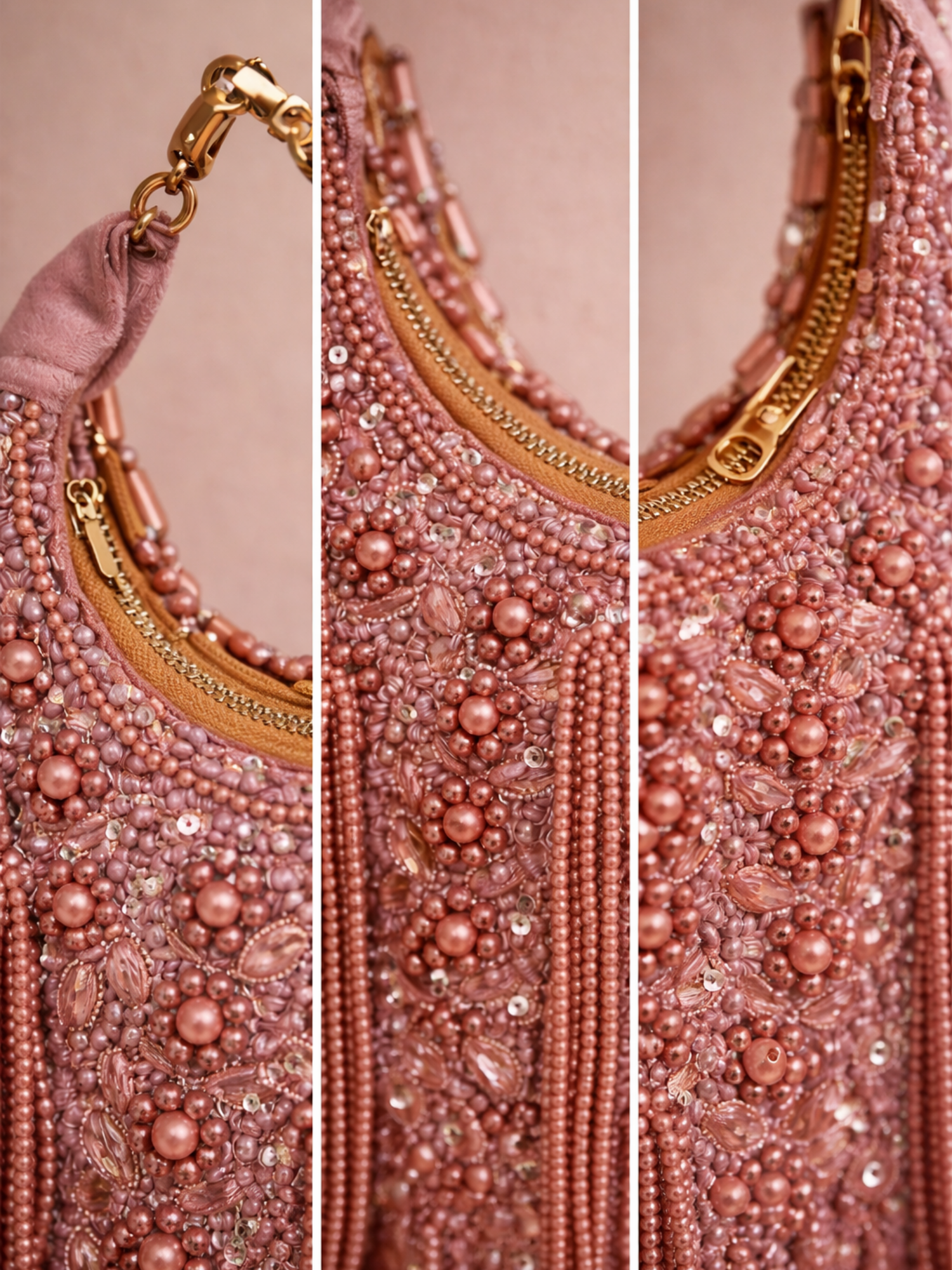 Rosé Pearl Cascade Bag