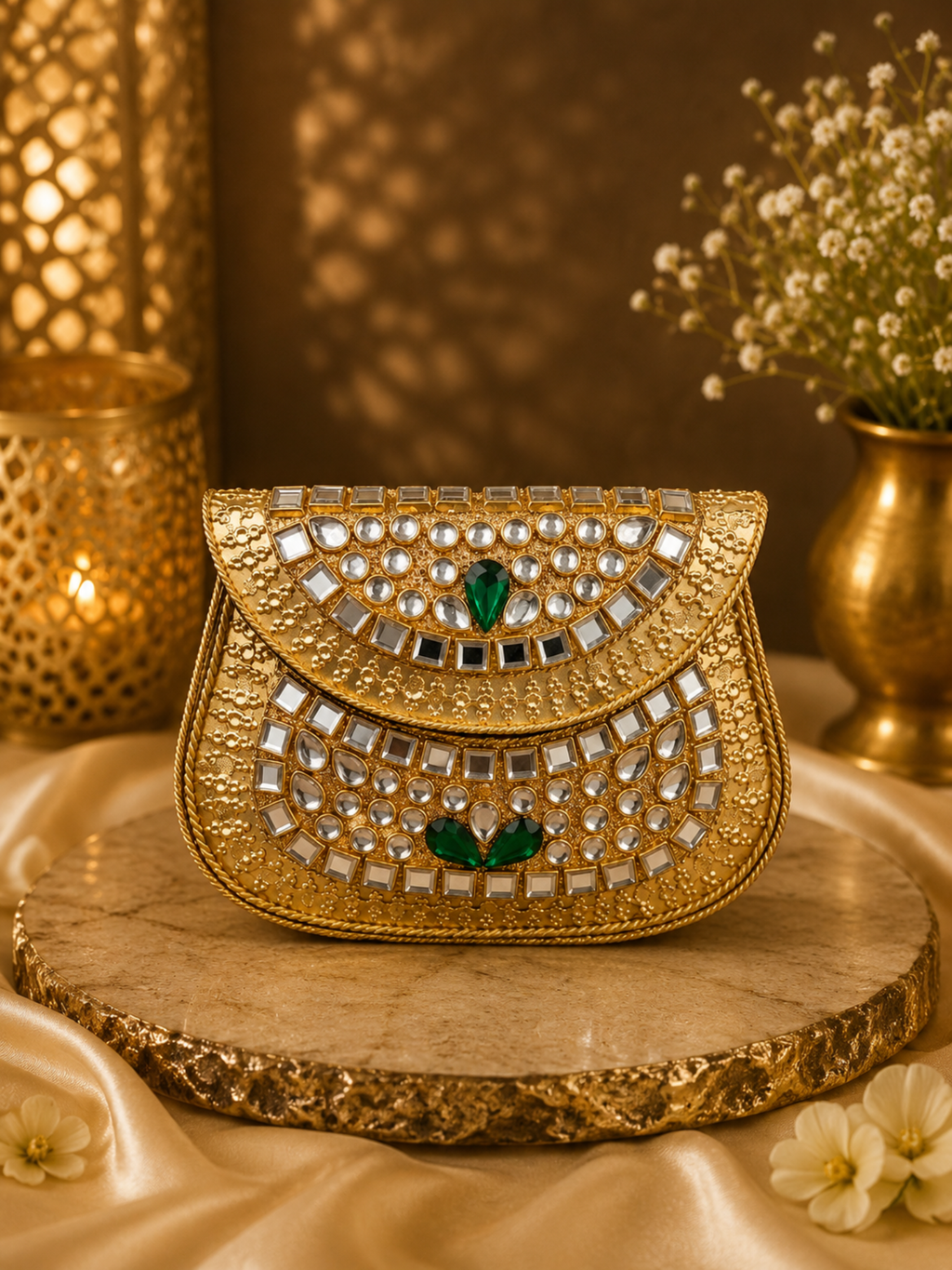 Royal Mosaic Crescent Mini Clutch