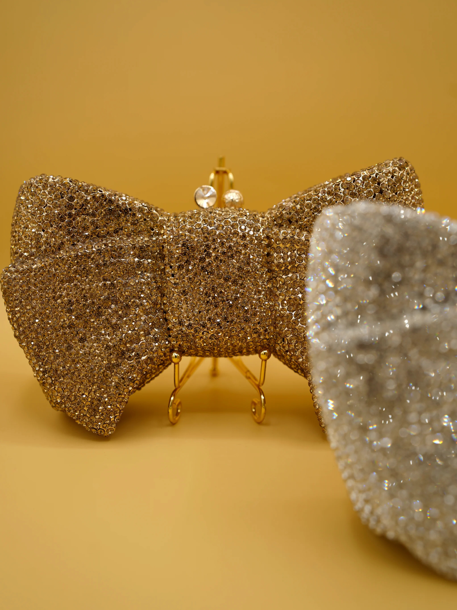 Gold Ribbon Crystal Bag