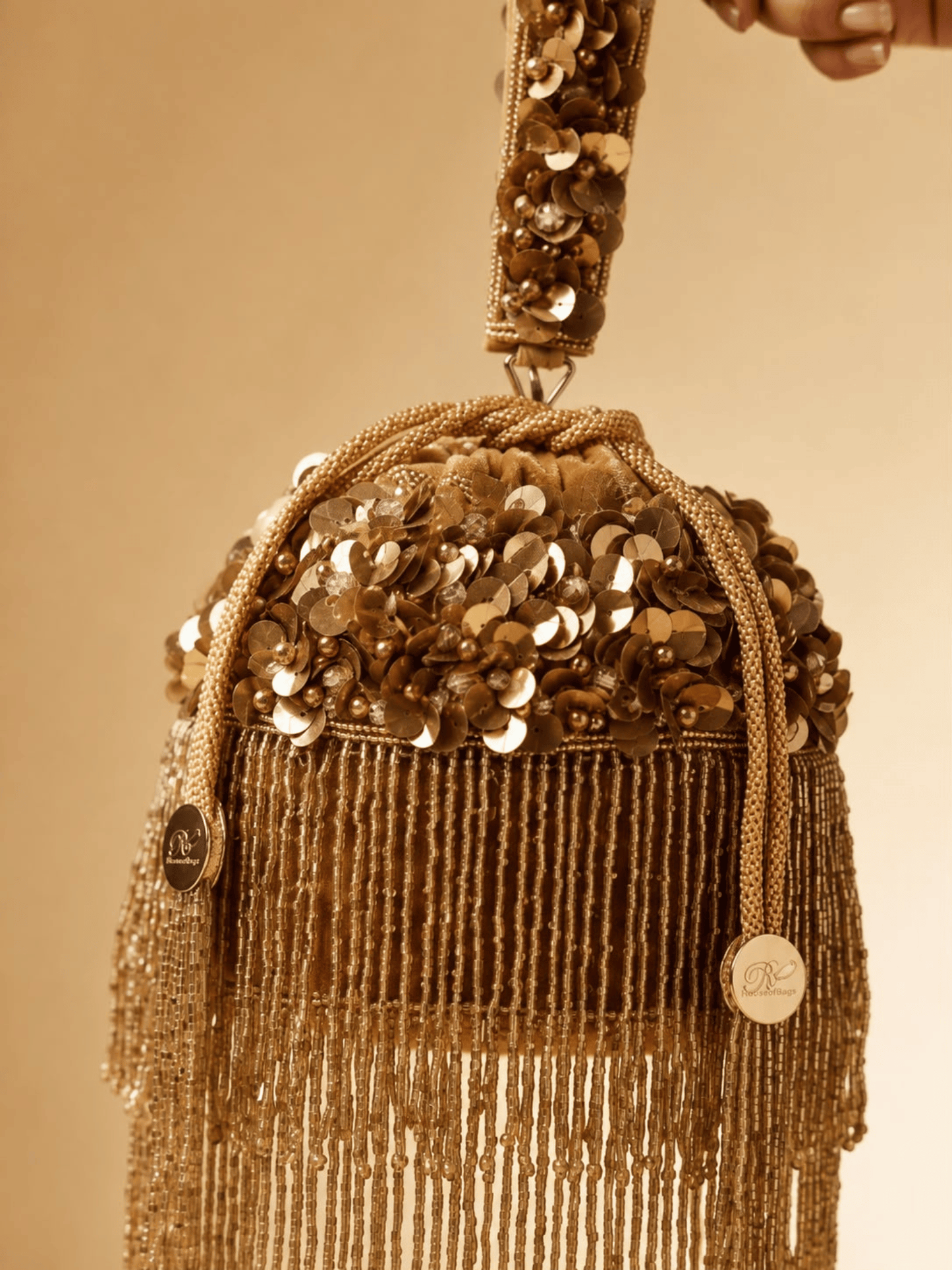 Golden Fringe Sequin Potli Bag