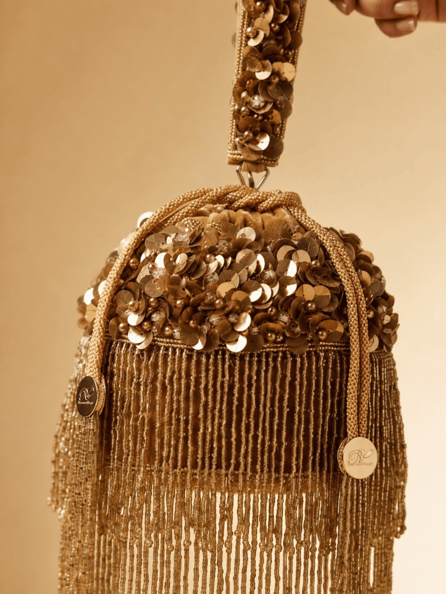 Golden Fringe Sequin Potli Bag