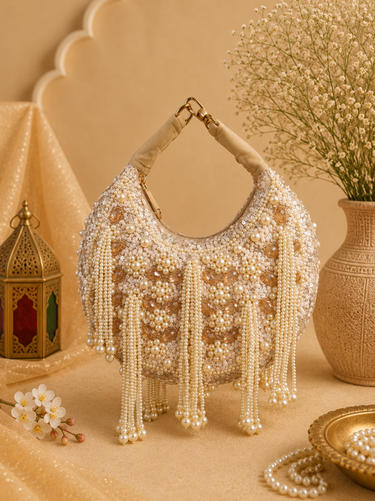 Moon Pearl Drape Clutch