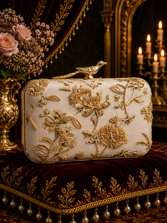 Ivory Royale Bloom Clutch