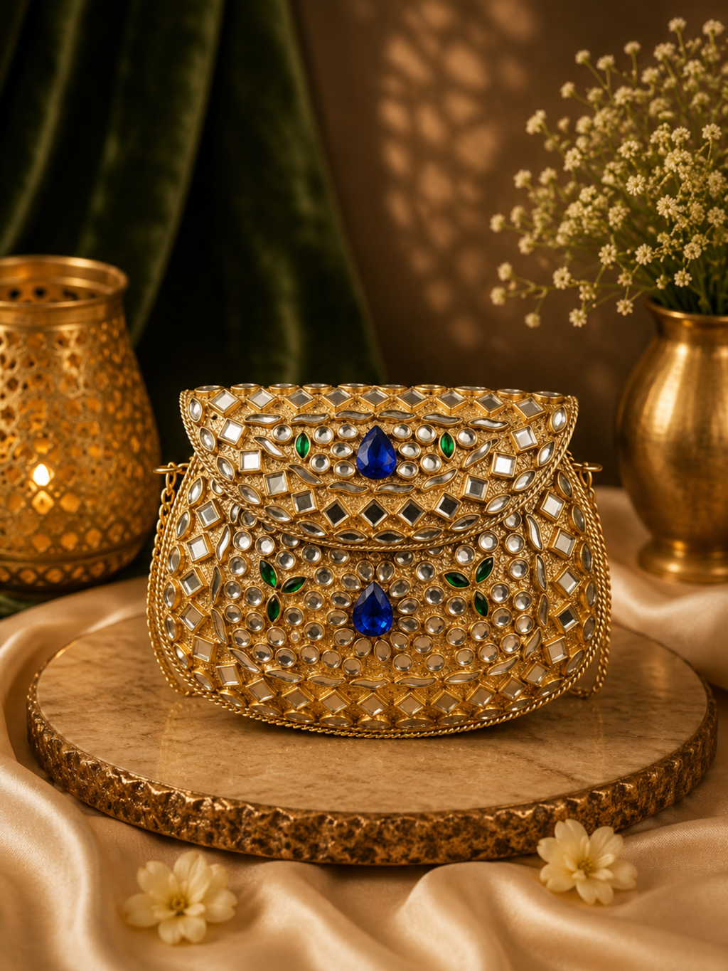Royal Mosaic Crescent Mini Clutch
