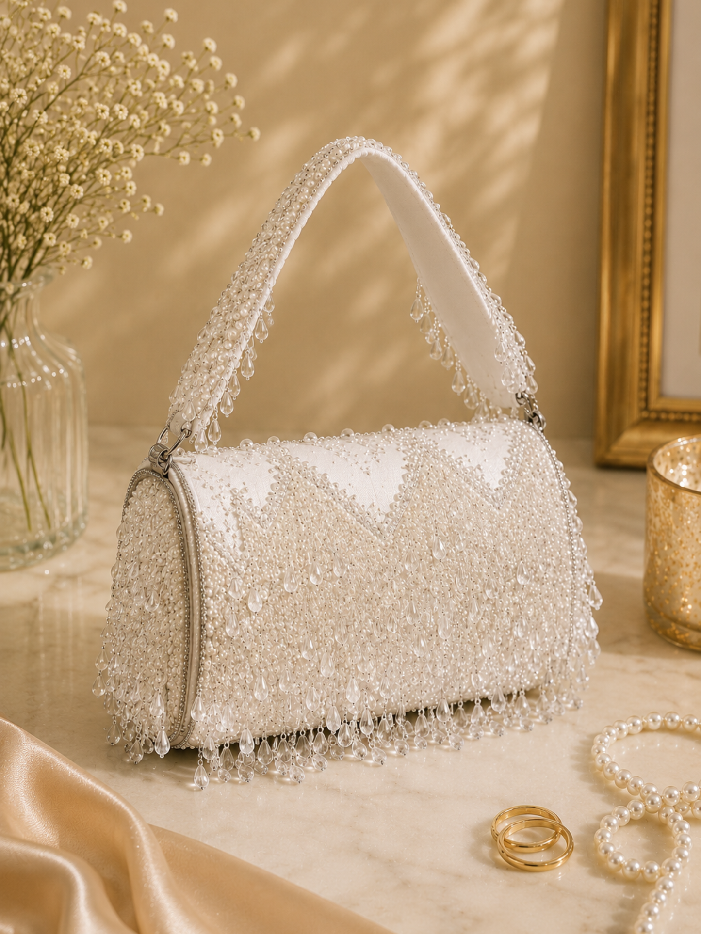 Frozen Luxe Crystal Flap Clutch