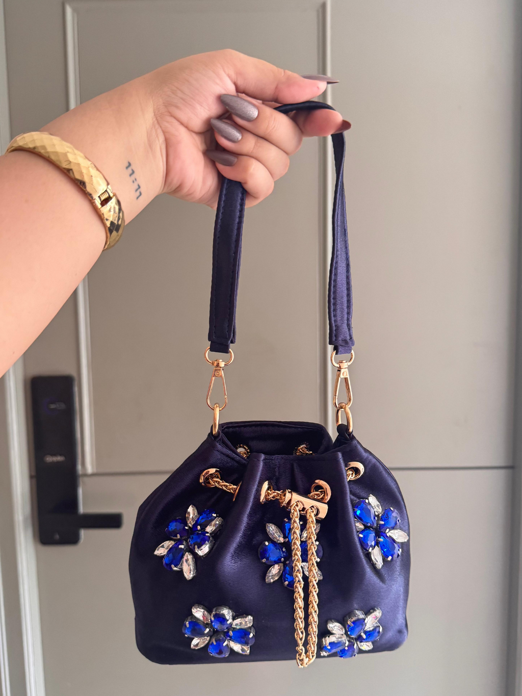 Crystal Bloom Satin Bucket Bag (8 Colors)