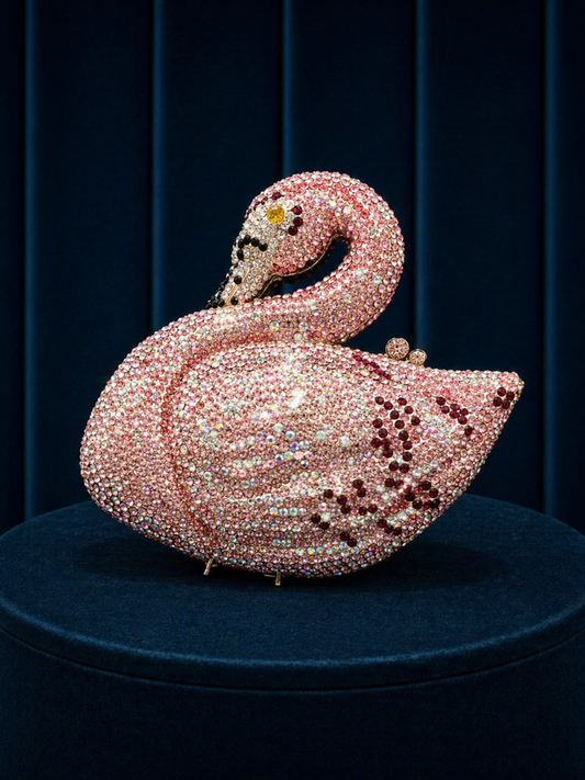 Pink Swan Crystal Clutch