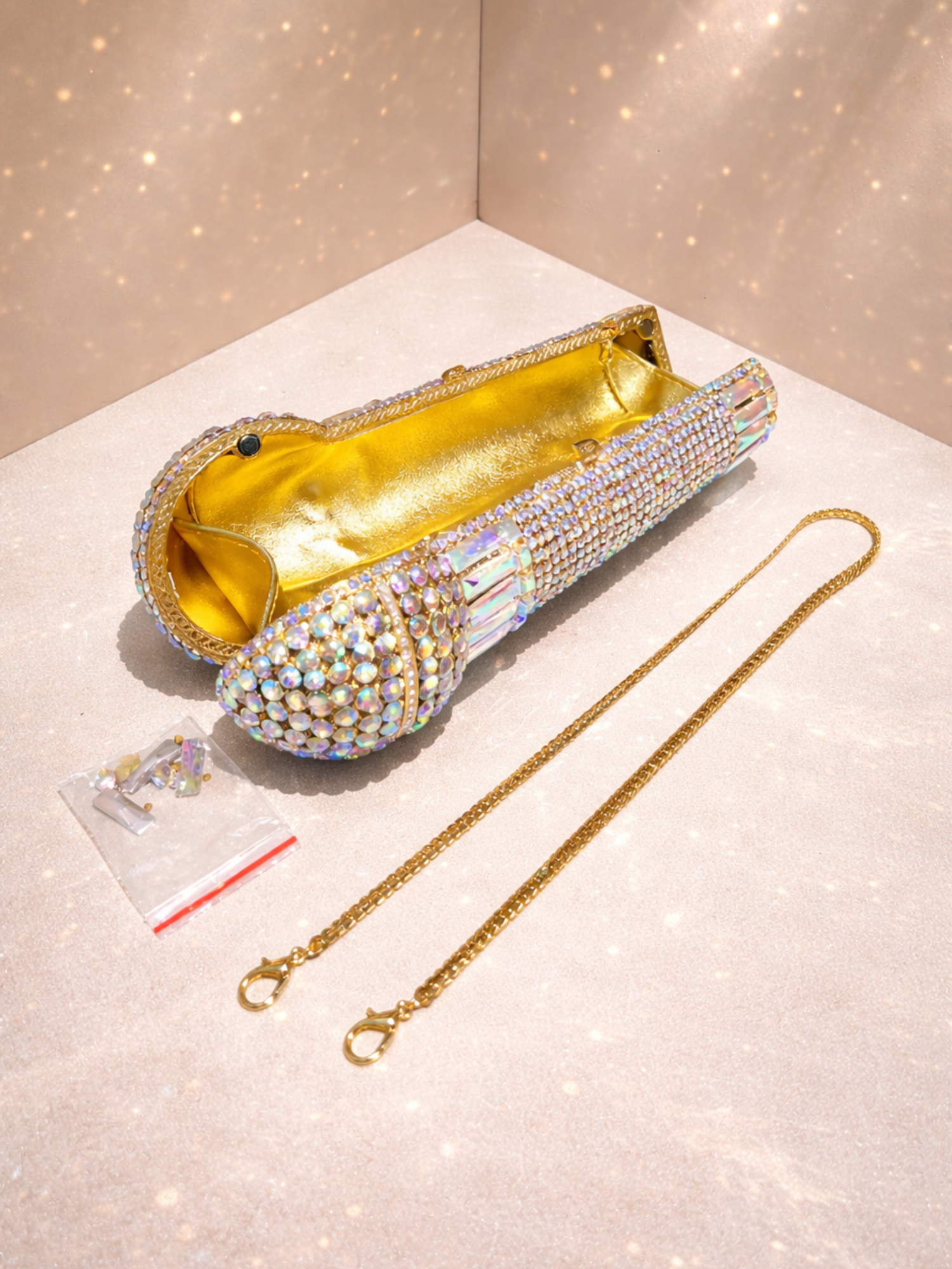 Crystal Glam Microphone Clutch