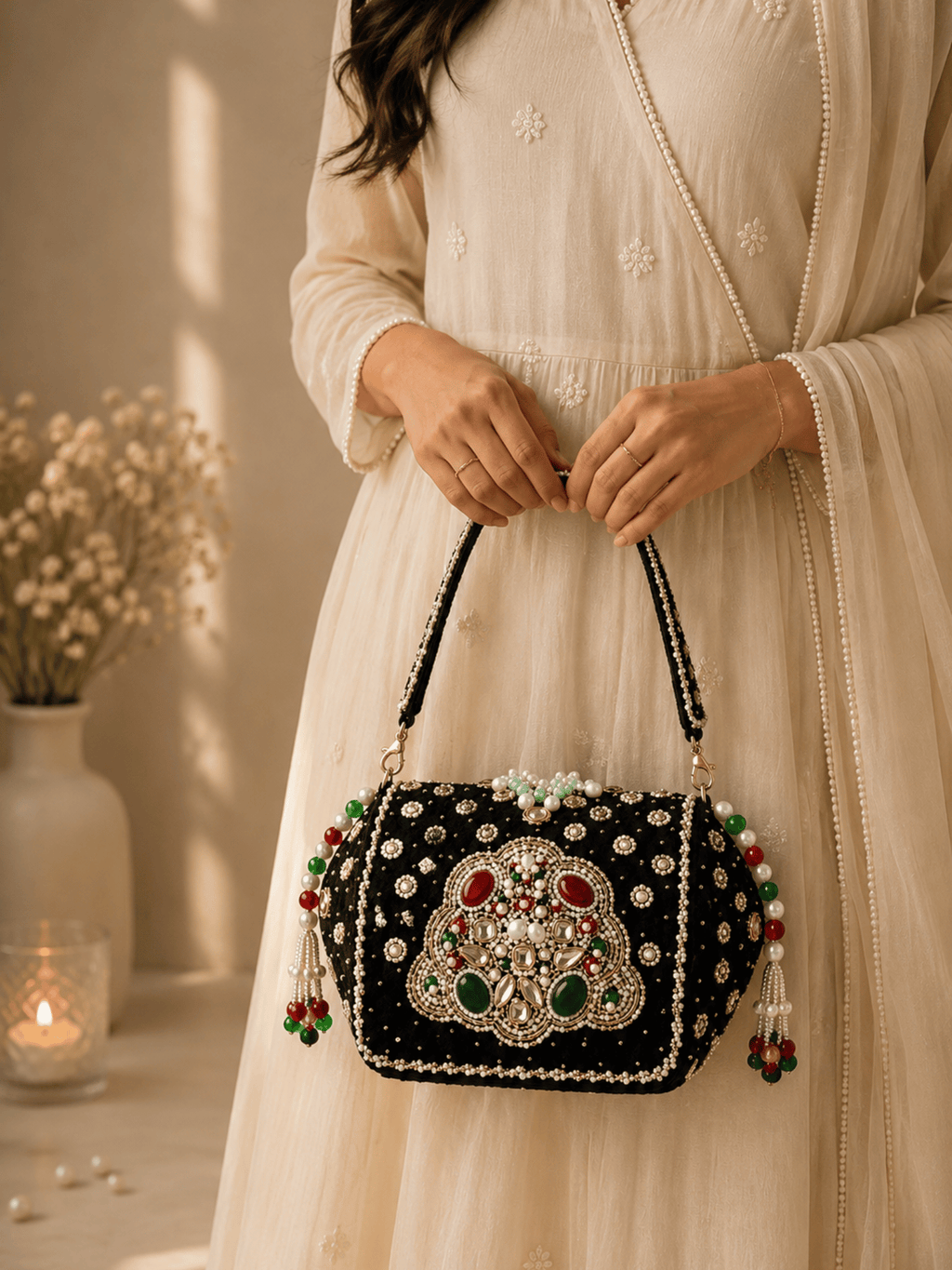 Regal Velvet Embellished Clutch