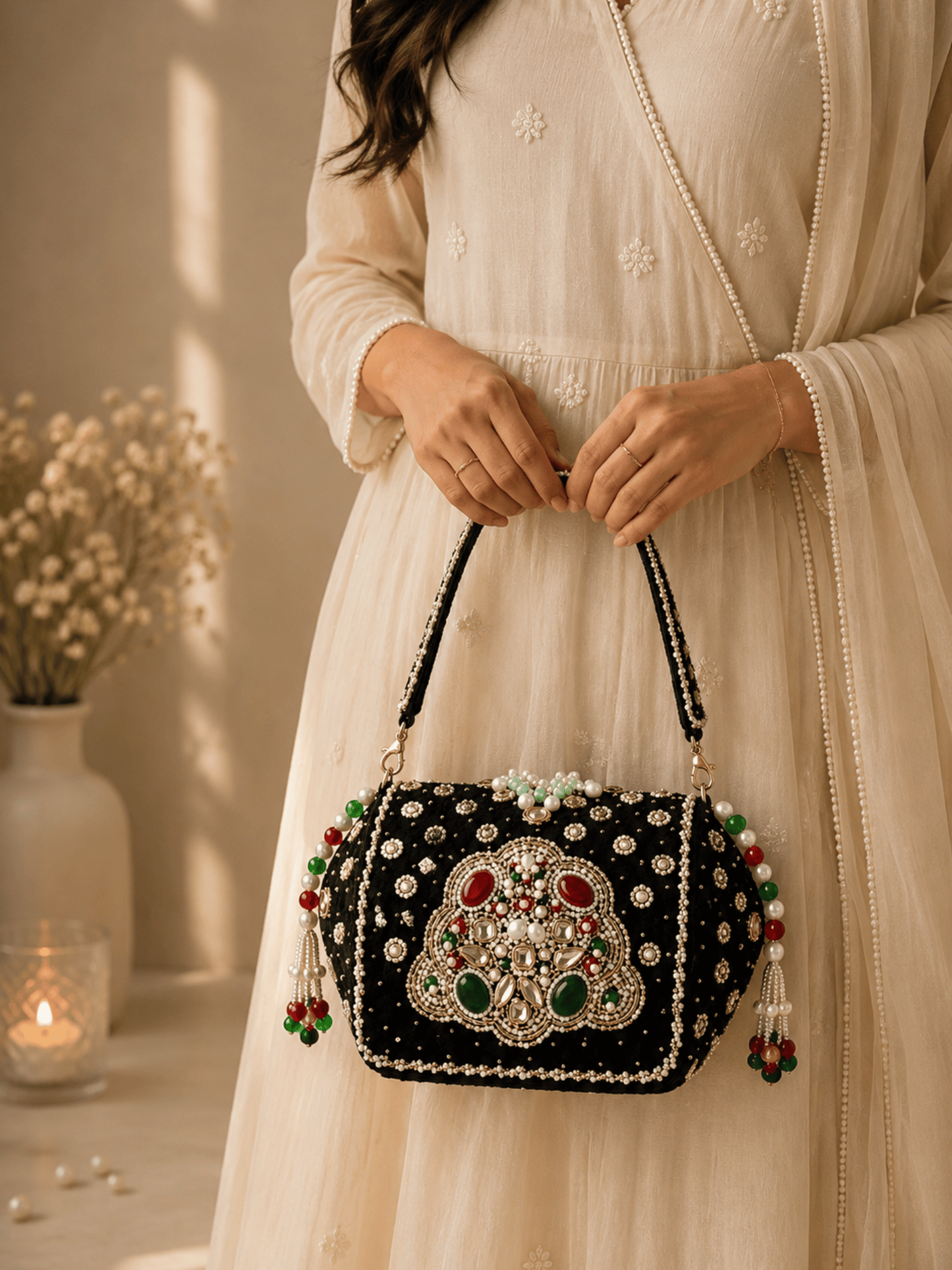 Regal Velvet Embellished Clutch