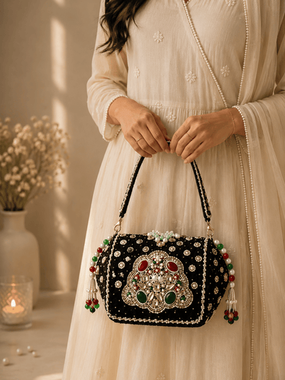 Regal Velvet Embellished Clutch