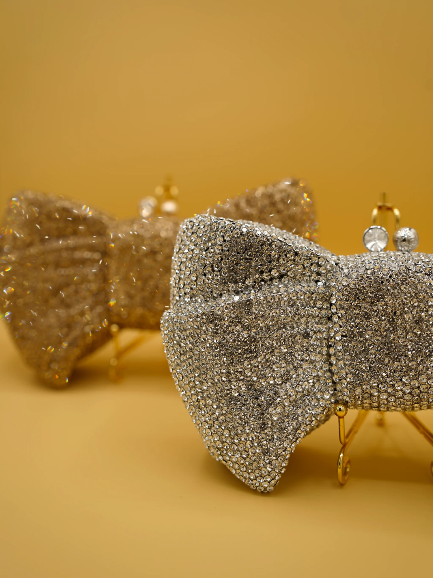 Silver Ribbon Crystal Bag