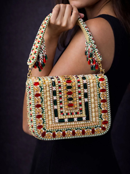 Rajwada Beaded Jewel Clutch