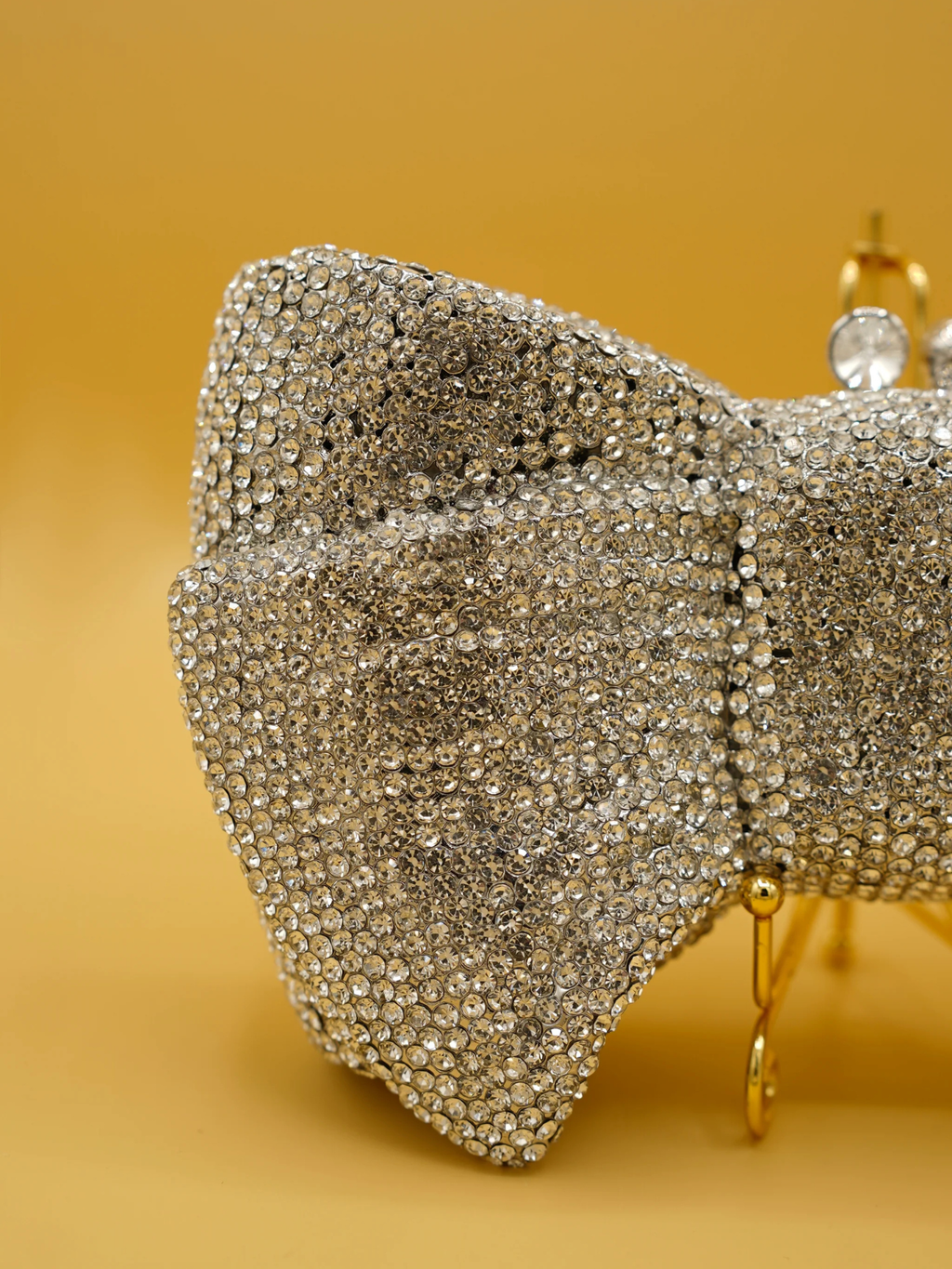 Silver Ribbon Crystal Bag