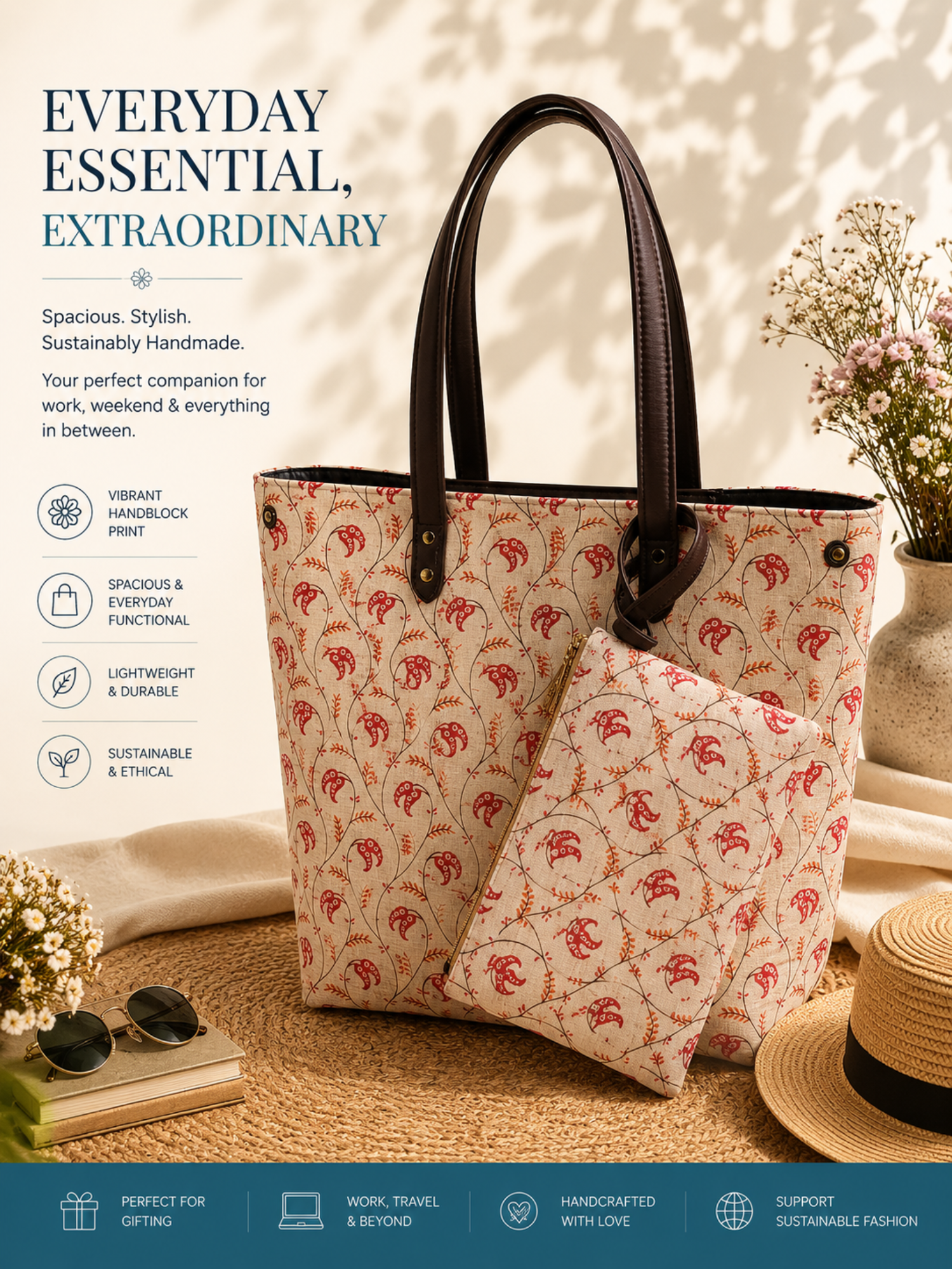 Terracotta Vine Everyday Tote