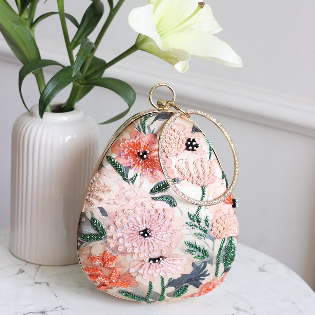 Petal Whimsy Embroidered Clutch