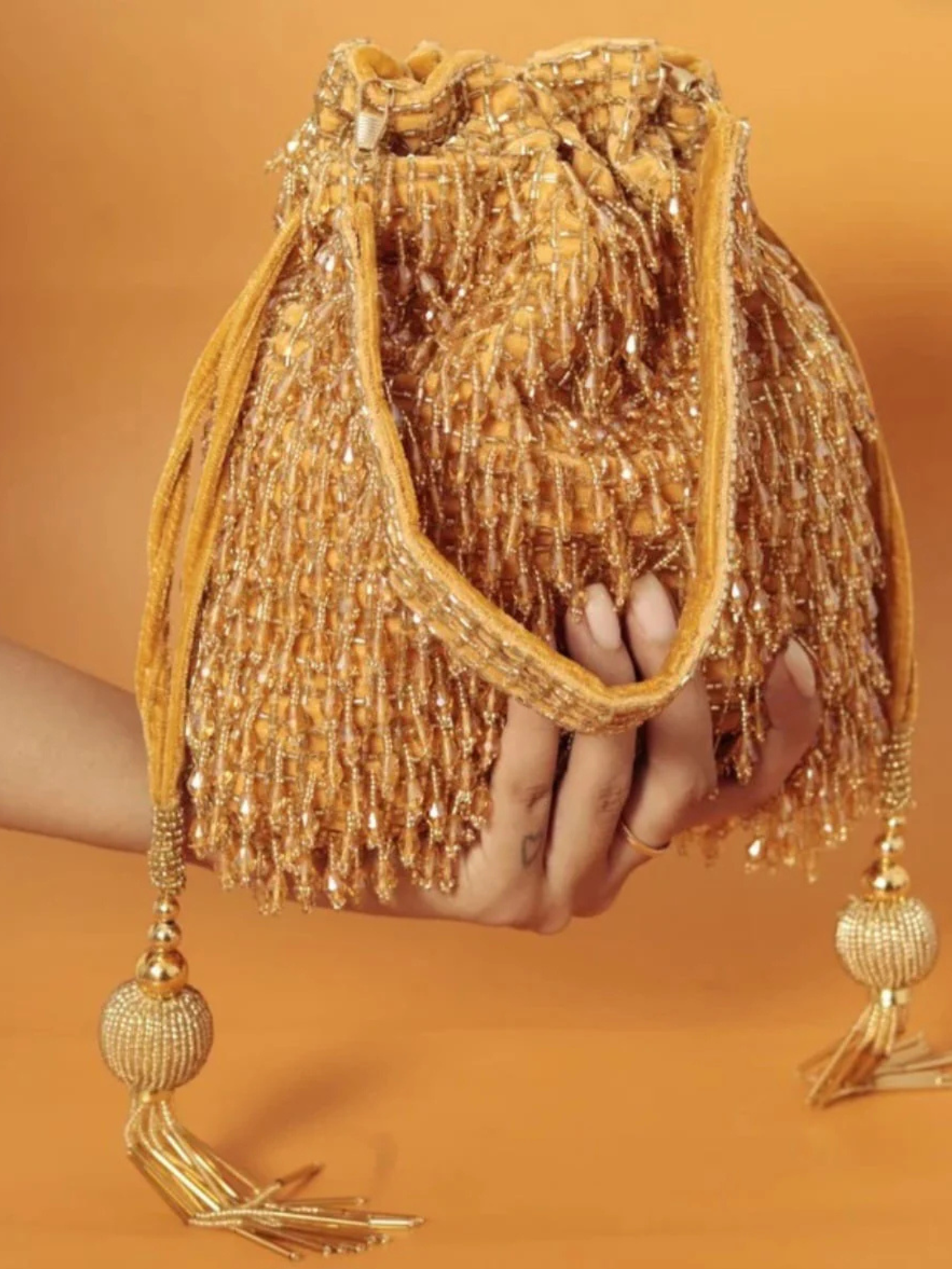 Crimson Beaded Potli