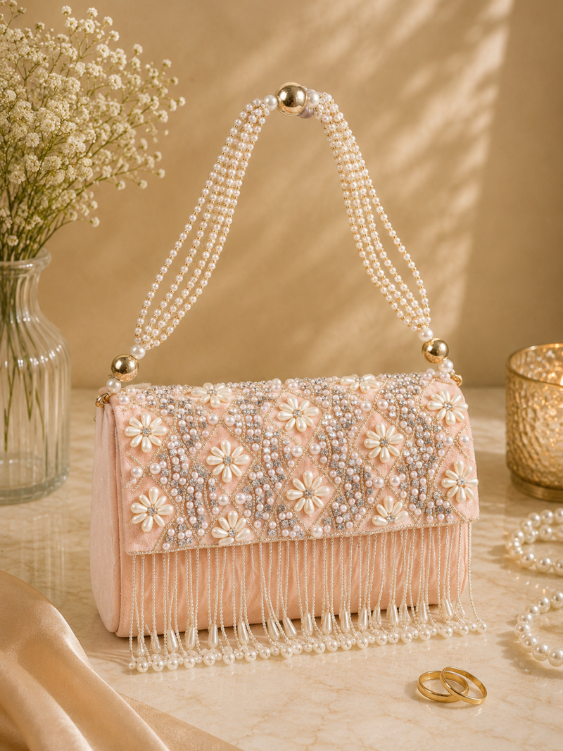 Pearl Garland Flap Clutch
