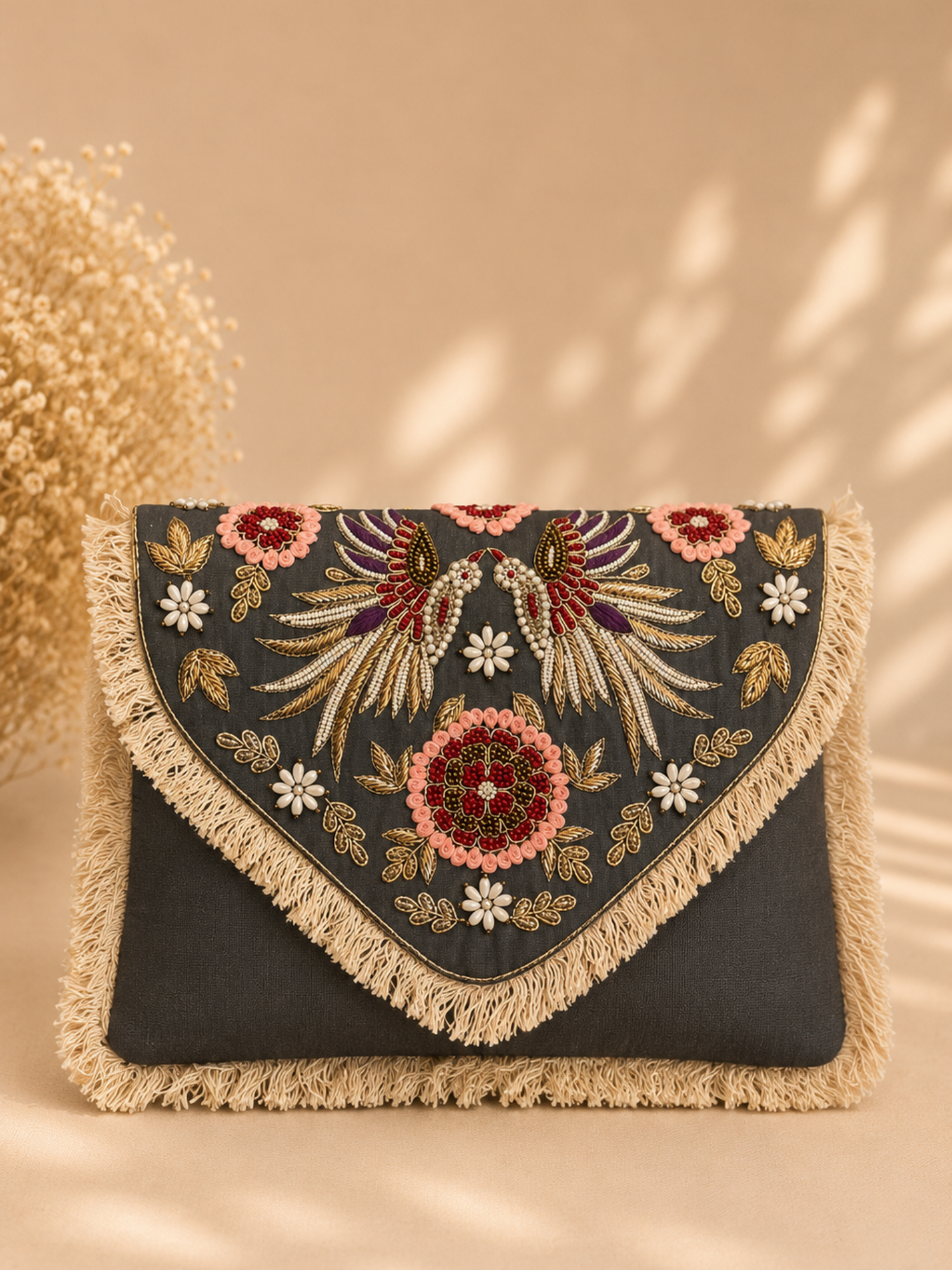 Regal Wings Embroidered Clutch