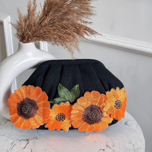 Bloom & Bold Denim Clutch