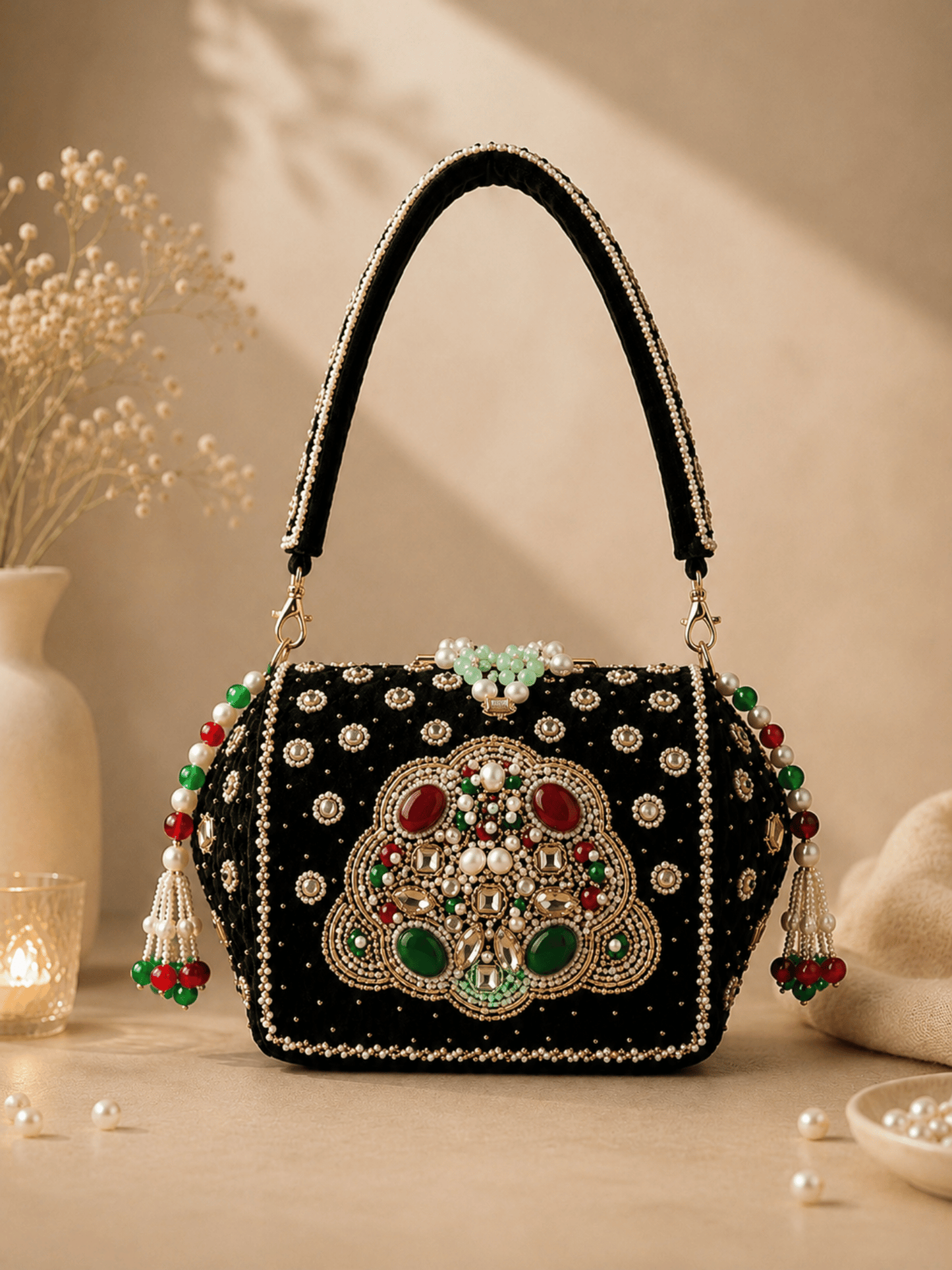 Regal Velvet Embellished Clutch