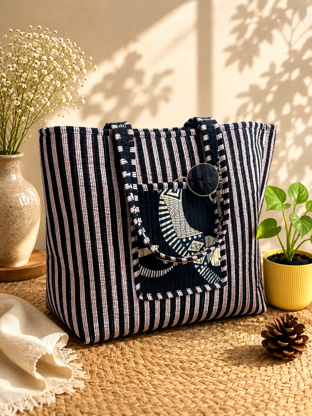 Midnight Safari Quilted Tote