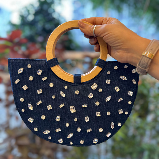 Royal Charm Denim Clutch