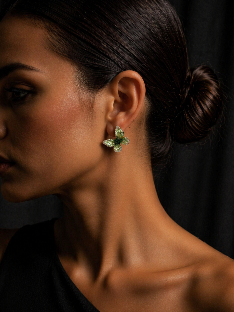 Emerald Flutter Stud Earrings