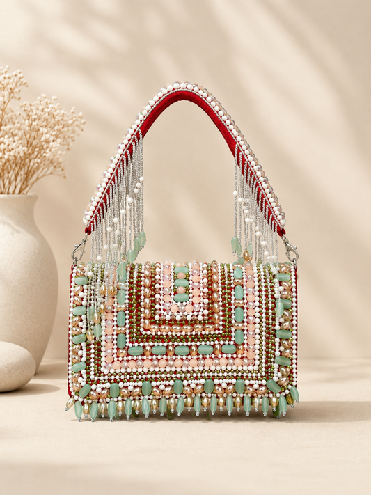 Emerald Enchanté Beaded Clutch