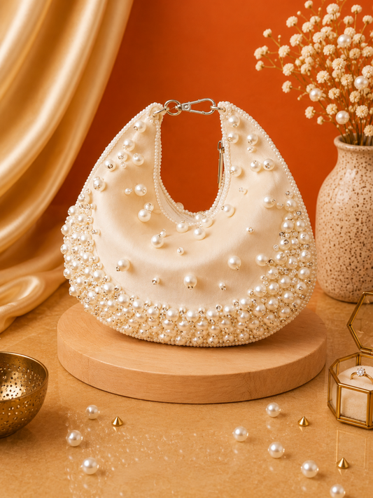 Pearl Luxe Half-Moon Handle Bag