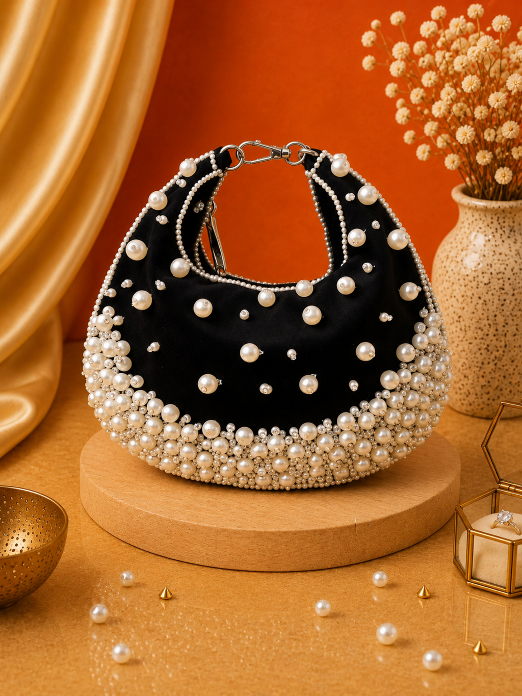 Pearl Luxe Half-Moon Handle Bag