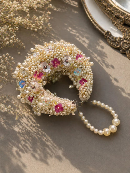 Pearl Blossom Floral Clutch