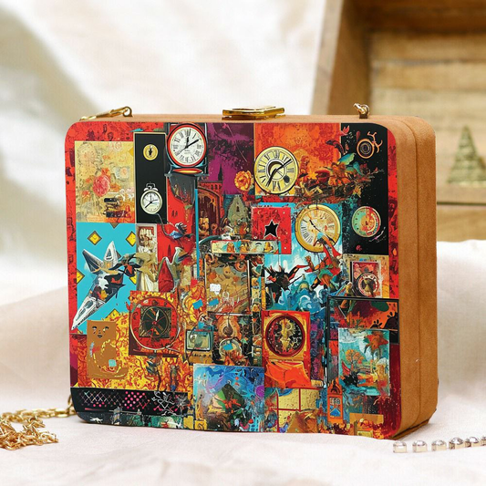 Box Clutch Print in Matt Finish Satin