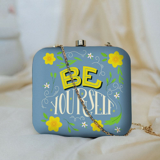 Be Yourself Printed square Clutch