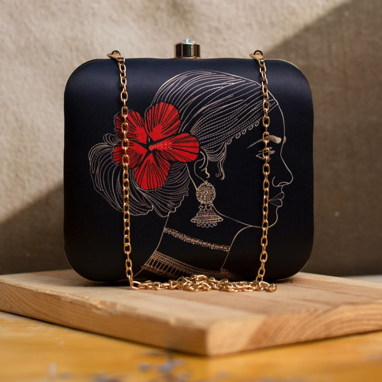 Black Floral Women Printed Clutch