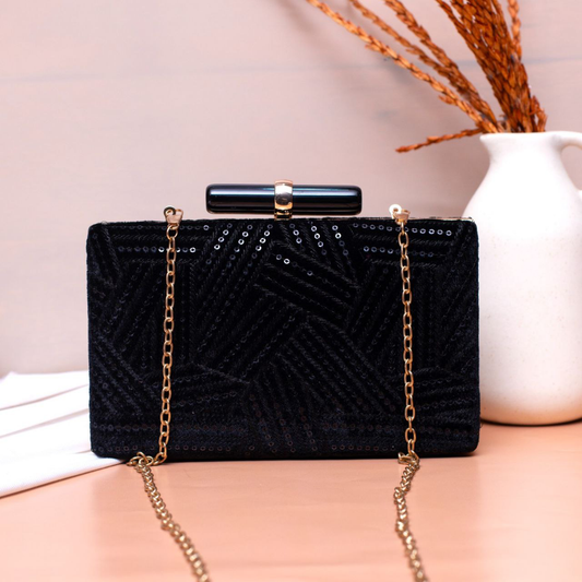 Black Shimmer Sequins Clutch